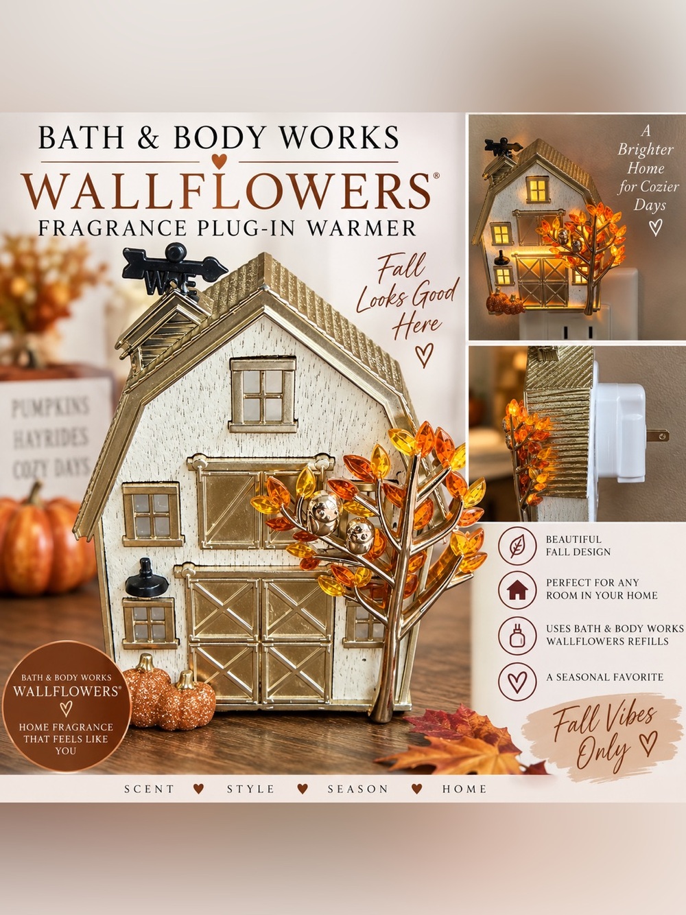 Bath & Body Works Wallflowers Plug-In Warmer - Gold & Amber Fall House